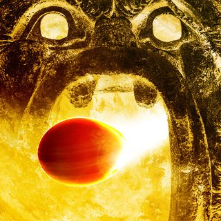 An artist's illustration of a planet being consumed by an angry sun.