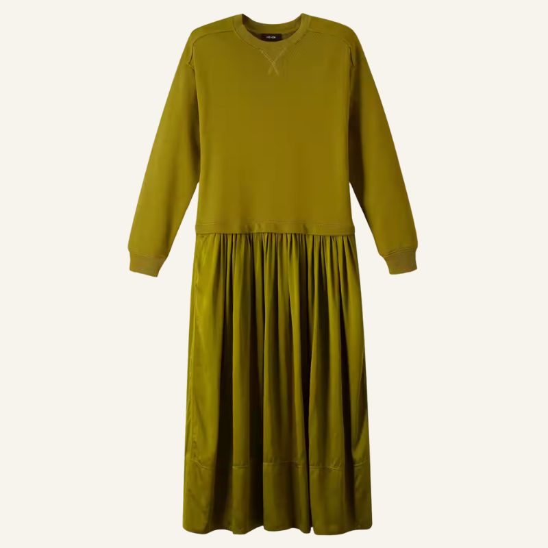 Mixed Media Sweatshirt Maxi Dress cut out 