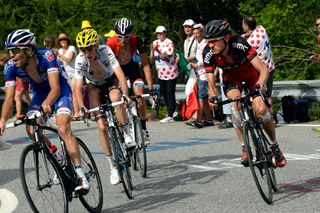 Thibaut Pinot climbing to third place on the 2014 Tour de France