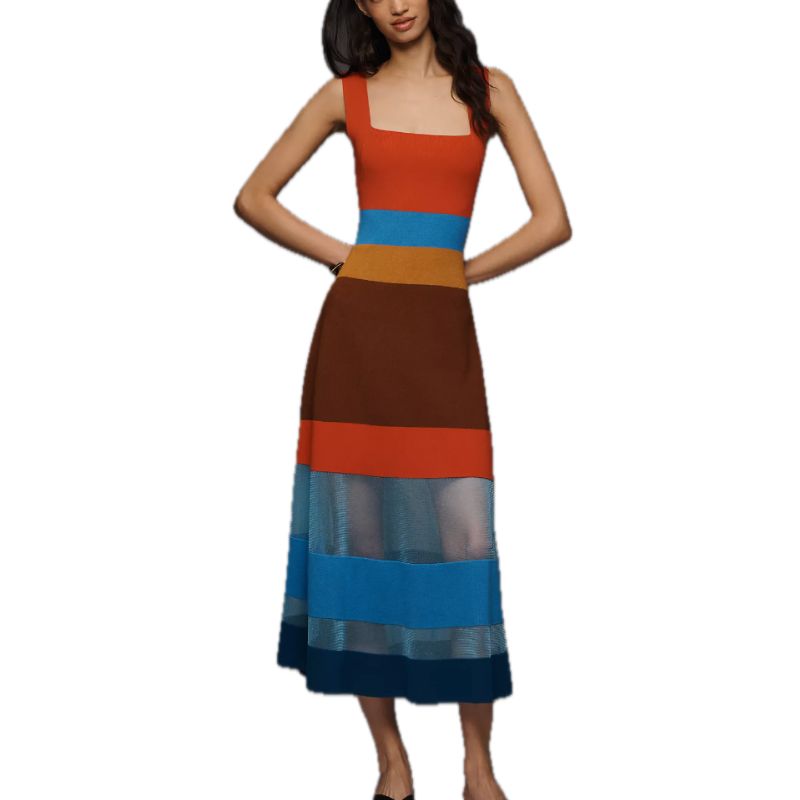 Anthropologie, Maeve Sleeveless Blocked Knit Midi Dress