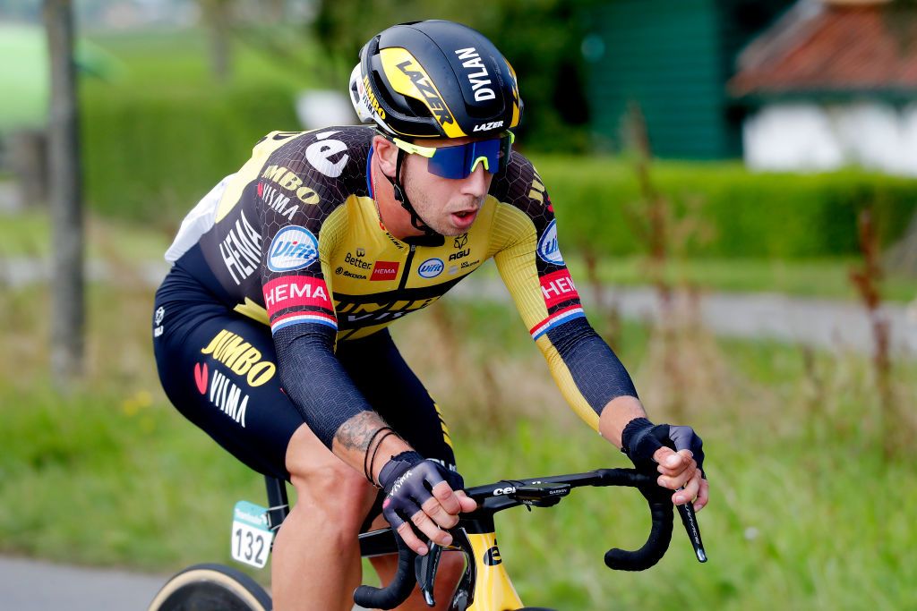 DOKKUM NETHERLANDS AUGUST 30 Dylan Groenewegen of Netherlands and Team Jumbo Visma competes during the 17th Benelux Tour 2021 Stage 1 a 1696km stage from Surhuisterveen to Dokkum BeneluxTour on August 30 2021 in Dokkum Netherlands Photo by Bas CzerwinskiGetty Images