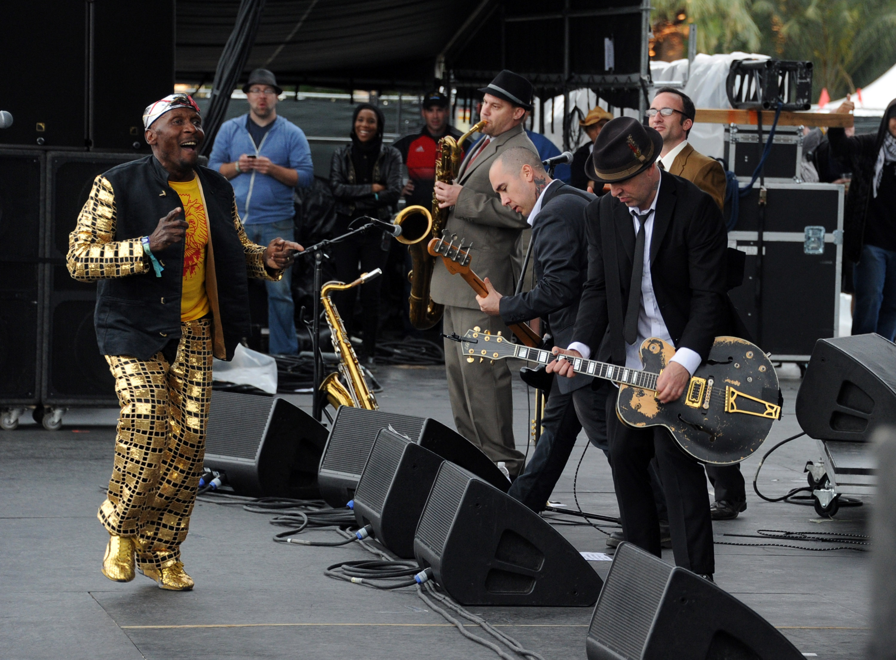 Jimmy Cliff and Tim Armstrong play onstage at Coachella