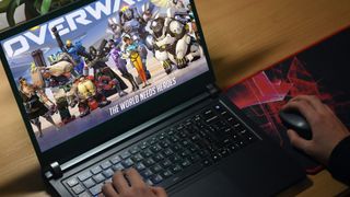 Overwatch running on a laptop