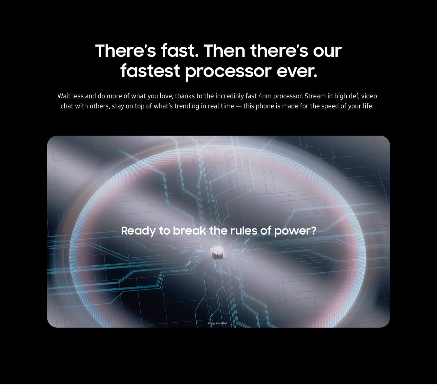 A leaked piece of Samsung Galaxy S22 promotional material, showing a render of the S22's new 4-nanometre chipset