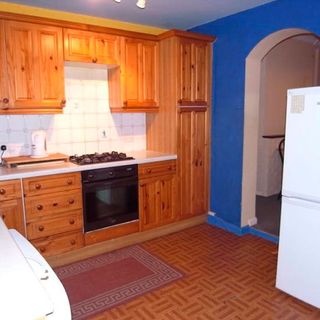 kitchen with wooden cabinet