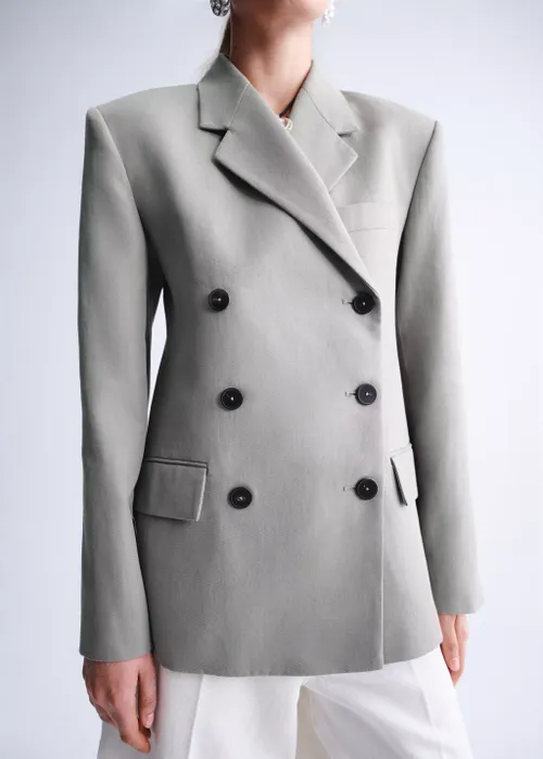 Double-Breasted Blazer With Button Closure 