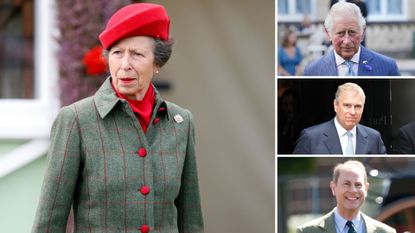 The privilege Princess Anne was denied explained. Seen here is Princess Anne alongside King Charles, Prince Andrew and Prince Edward