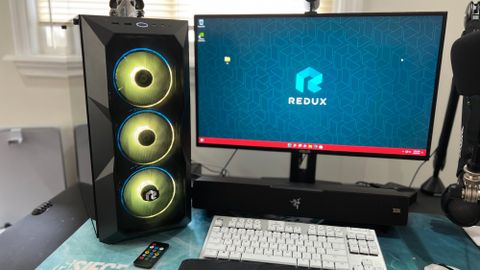 Redux PC set up on a desktop. 
