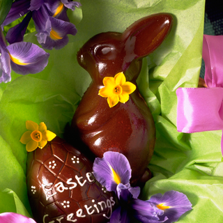 designed egg and rabbit with flowers