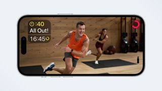 a photo of the Apple Fitness Plus workout on the iPhone