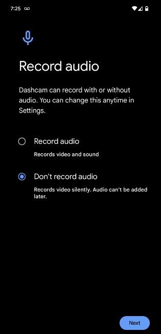 Dash cam mode in the Personal Safety app