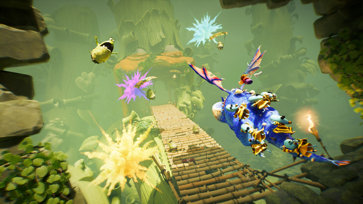 Several images of Rayman Legends Retold, showcasing the new character models, level design, dragon riding sections, and more.