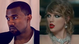 From left to right: a screenshot of Kanye West in the Runaway video and a screenshot of Taylor Swift in the Look What You Made Me Do music video.