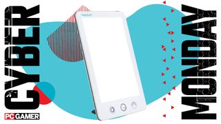 A Verilux HappyLight Touch Plus on a Cyber Monday background