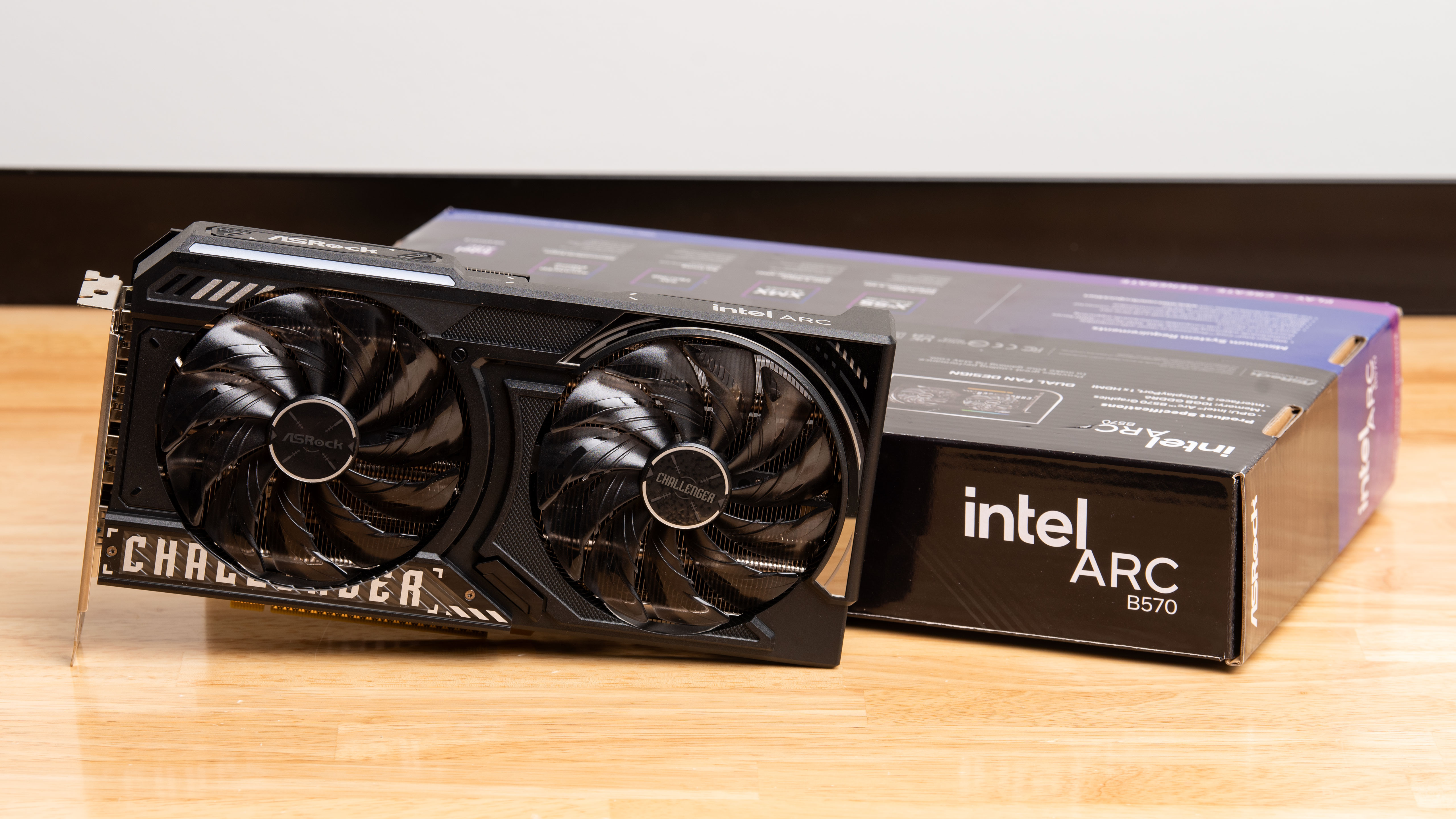 An Intel Arc B570 graphics card