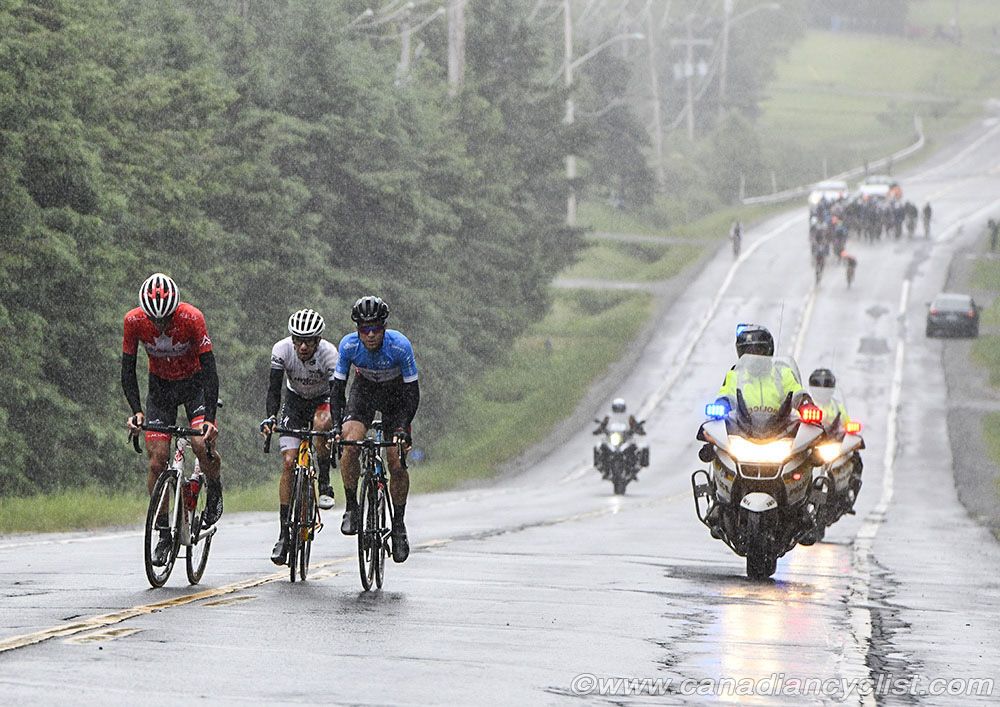 Final break: Matteo Dal-Cin (Rally Cycling), Benjamin Perry (Team Canada) and Rui Oliveira (Hagens Berman Axeon)