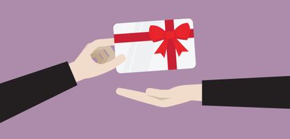 illustration of someone giving a gift card