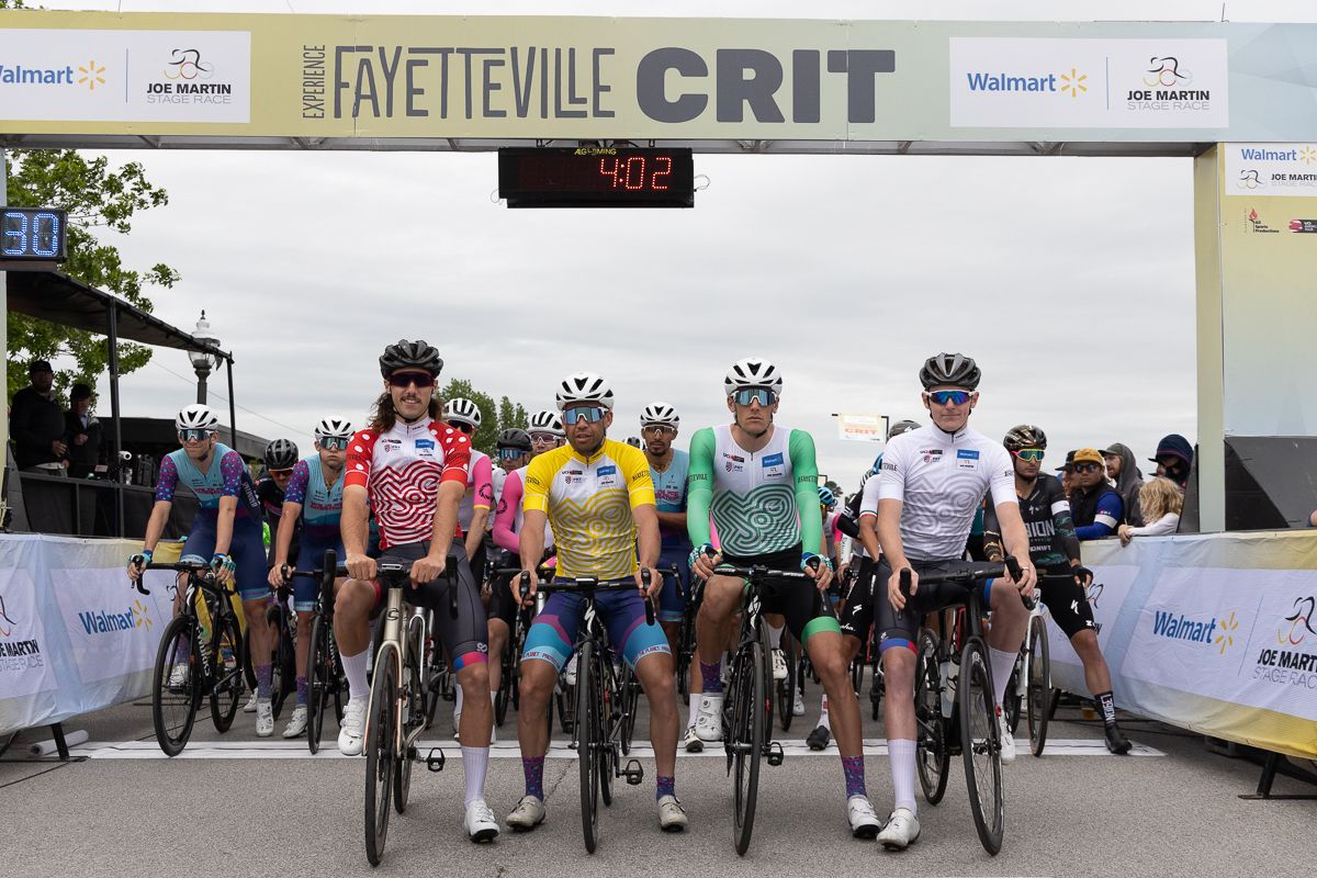 Classification jersey call-ups: George Brian Jackson (Mitoq - NZ Cycling Project) in the Arkansas Tourism KOM jersey, Jonathan Clarke (Wildlife Generation Pro Cycling) in the Yellow leader's jersey, Noah Granigan (Wildlife Generation Pro Cycling) in the Green sprint jersey, Josh Burnett (Mitoq - NZ Cycling Project) in the white U23 jersey.