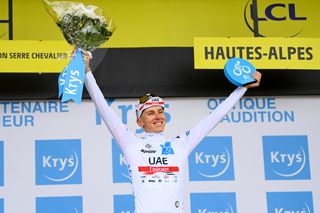 SERRE CHEVALIER FRANCE JULY 13 Tadej Pogacar of Slovenia and UAE Team Emirates celebrates at podium as White Best Young Rider Jersey winner during the 109th Tour de France 2022 Stage 11 a 1517km stage from Albertville to Col de Granon Serre Chevalier 2404m TDF2022 WorldTour on July 13 2022 in Col de GranonSerre Chevalier France Photo by Tim de WaeleGetty Images