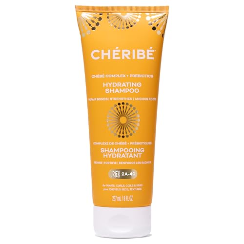 Cheribe Hydrating Shampoo With 100% Natural Chebe Complex + Prebiotics, Restores Moisture & Boosts Shine for All Hair Textures 2a-4c & Porosities, Sulfate Free Cleanser for Damaged Hair, 8 Fl Oz