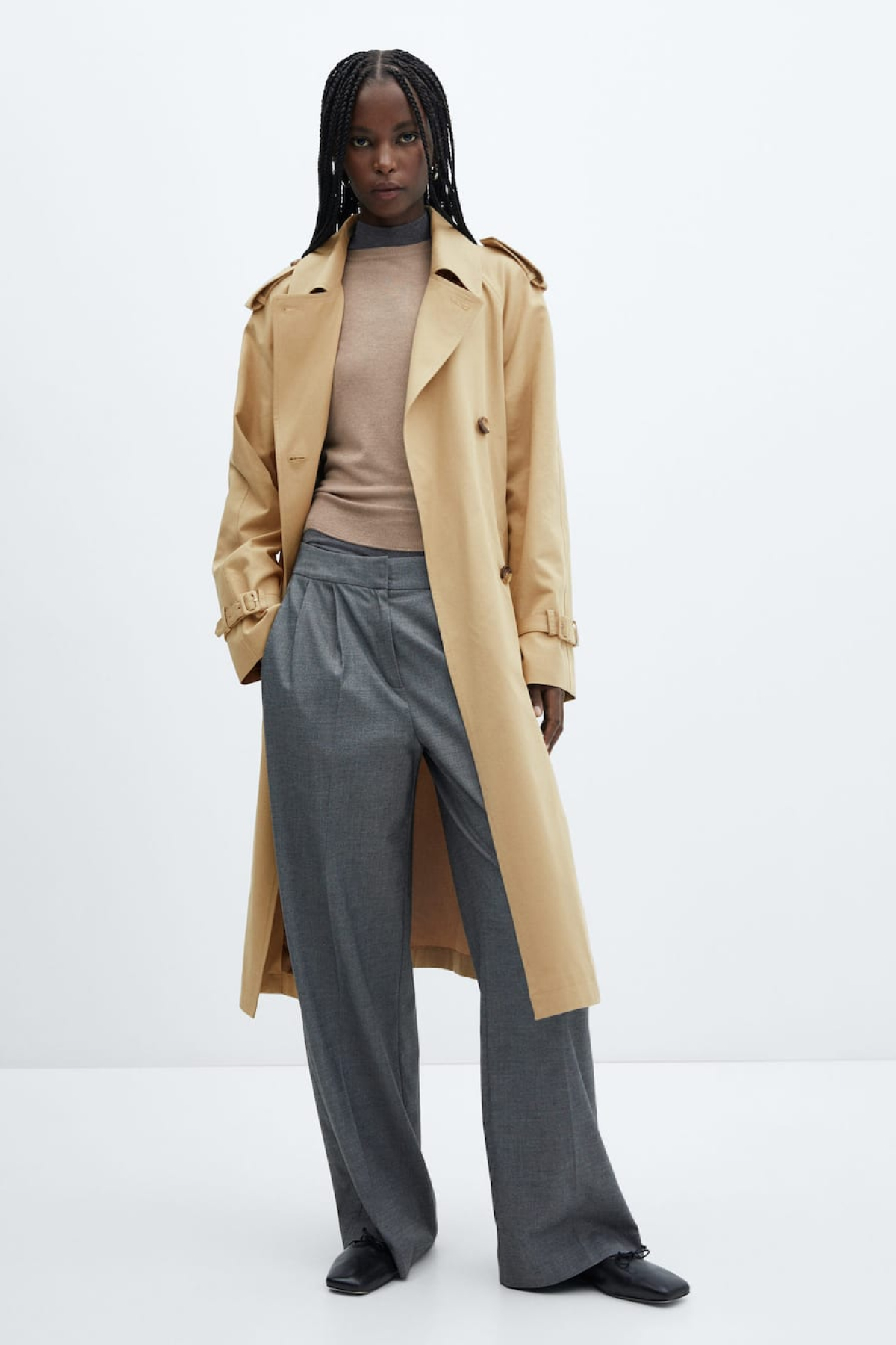 Mango Belt Flowy Trench