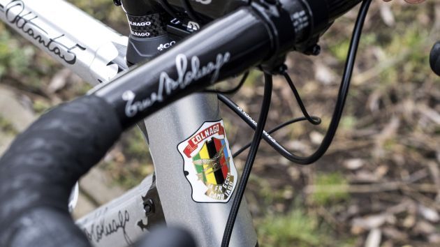 The original Colnago logo from 1954 on the headtube