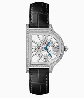 Close up of the Platinum Cartier Prive Cloche de Cartier watch