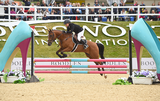 Lance Whitehouse and Isobella Saunders Cook during the invitational Mini Major Relay during the Equerry Bolesworth International Horse Show at Bolesworth Castle near Chester in Cheshire in the UK on 17th June 2018