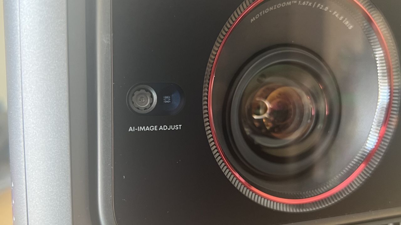Close up on AI-Image Adjust sensor on Anker Nebula X1 projector