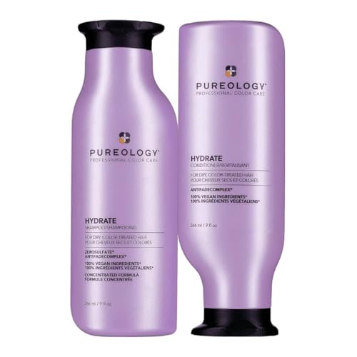 Pureology Hydrate Moisturizing Shampoo &amp;amp; Conditioner Set - for Medium to Thick Dry and Color-Treated Hair, Softens and Deeply Hydrates, Sulfate-Free
