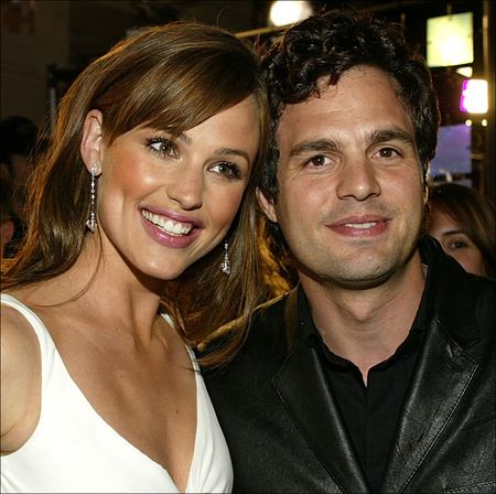 Jennifer Garner and Mark Ruffalo attend the premiere of the film "13 Going on 30" at the Mann Village April 14, 2004.