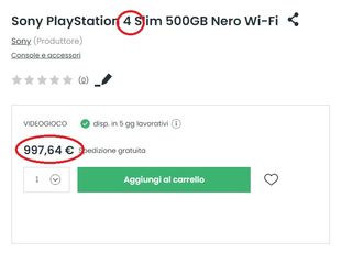 PS4 a quasi mille euro