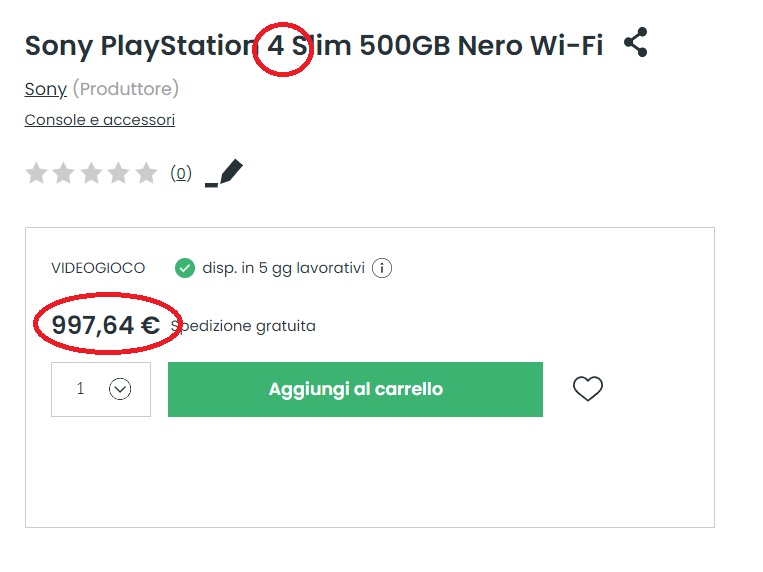 PS4 a quasi mille euro