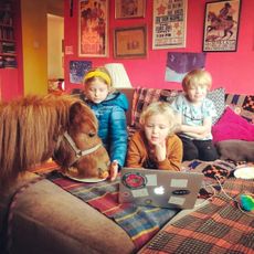 Clover Stroud’s children Evangeline, Dash and Lester, plus Shetland. Picture: Courtesy of Clover Stroud