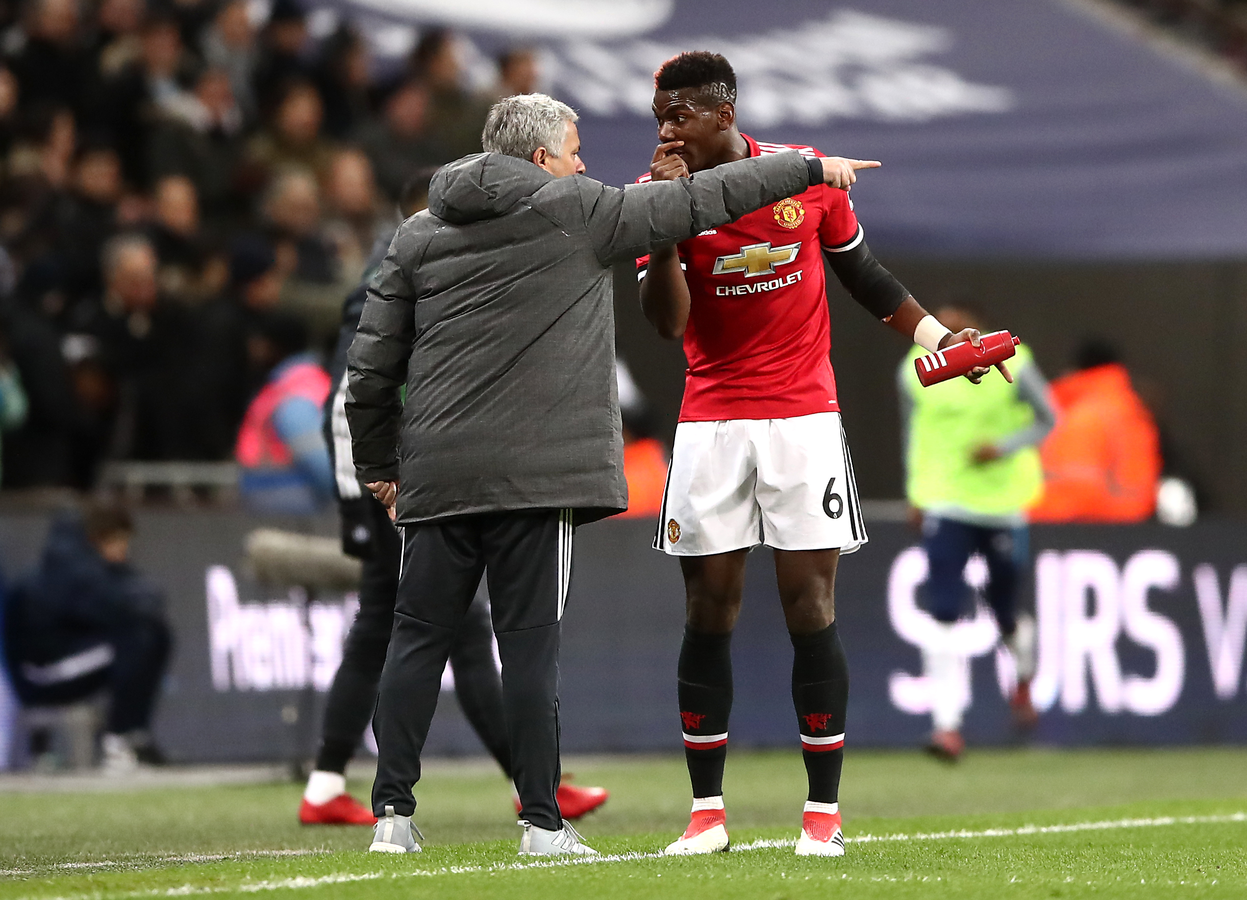 Mourinho and Pogba had a heated touchline exchange against Tottenham at Wembley