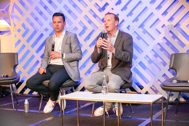 Todd Hauser of FullThrottle.ai and Bill Herman of Spectrum Reach on the afternoon keynote panel &ldquo;Case Study of an Effective Campaign.&rdquo;