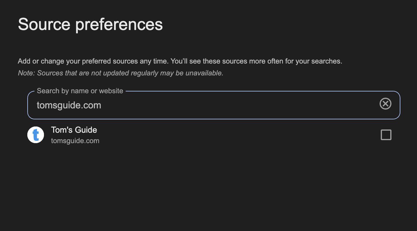 Google News preferred sources