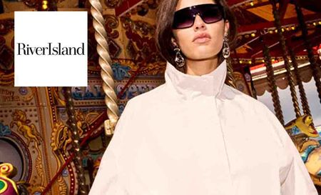river island logo top left with a woman on a carousel
