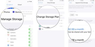 Tap Manage Storage, then tap Change Storage Plan, then tap the storage plan you want