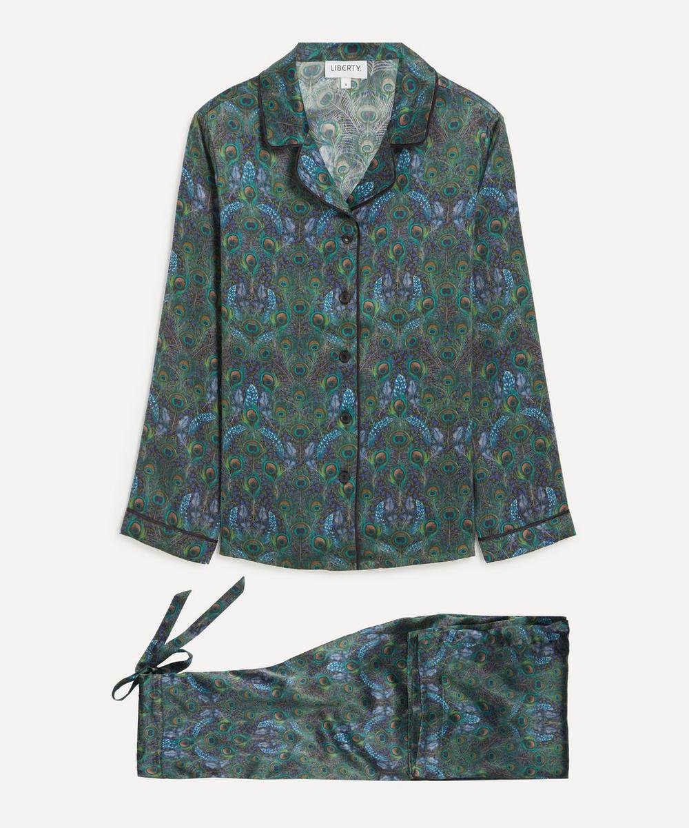 Peacock Manor Relaxed Silk-Satin Pyjama Set