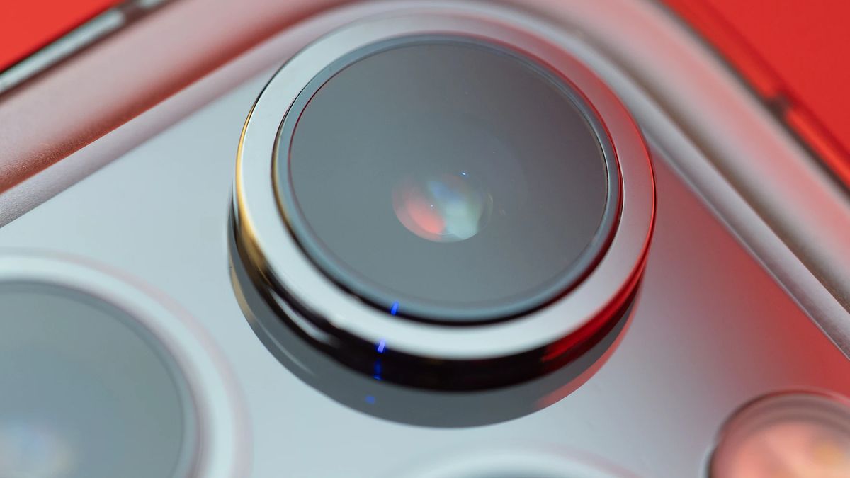 a close up of an iPhone camera lens