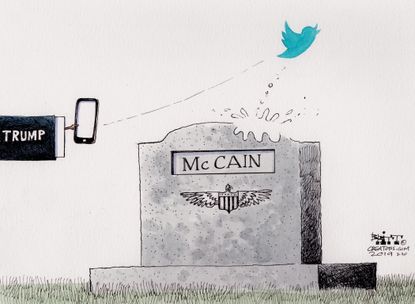 Political Cartoon U.S. Trump McCain tweets