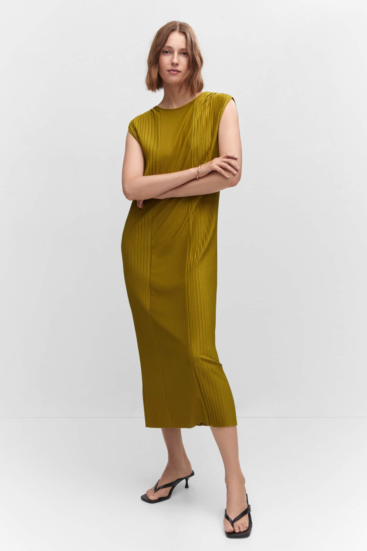 Mango Pleated Detail Dress