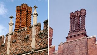 Two shots of chimneys at Hampton Court Palace