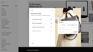Squarespace's online store onboarding wizard pop-up within its user interface