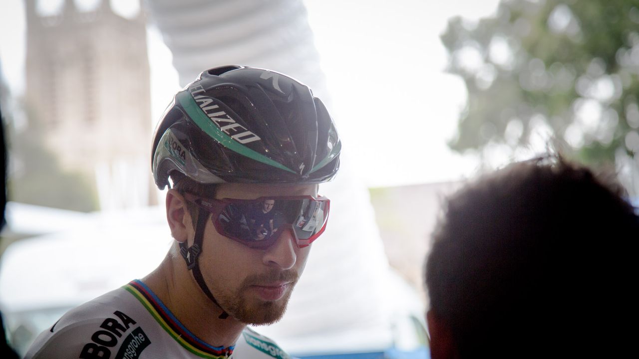 Peter Sagan was wearing a Specialized Evade and of course 100% sunnies