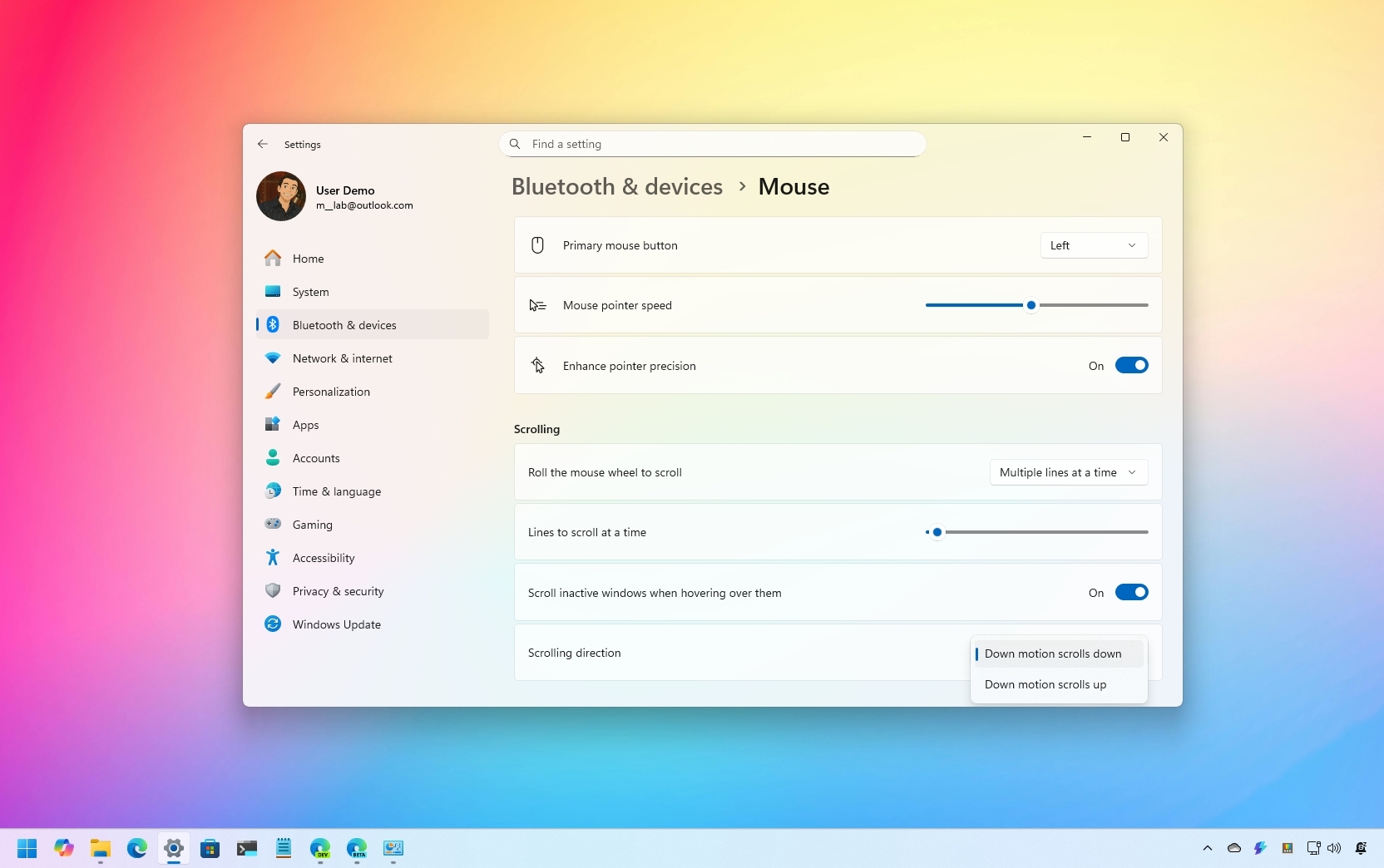 Windows 11 mouse settings