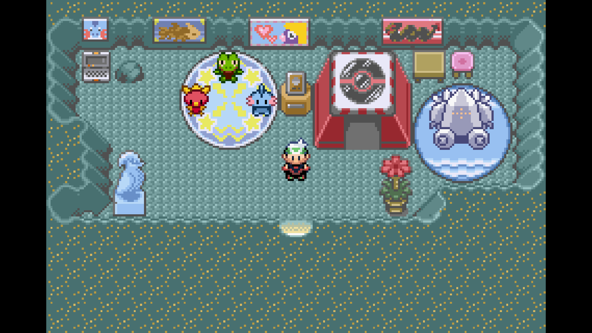 The player stands in their secret base - from Pokemon Ruby, Sapphire, and Emerald's entry in The Story of Pokemon bookazine