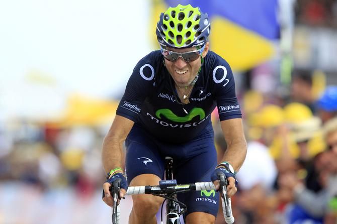 Alejandro Valverde (Movistar) suffering on the Mont Ventoux