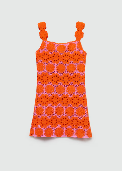 MANGO Floral Crochet dress